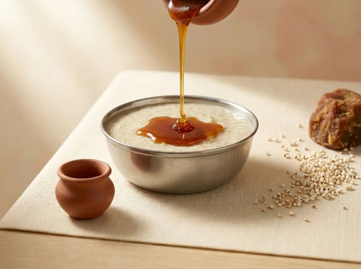 Amaranth (rajgira) & jaggery soft porridge — a sweet, iron-friendly way to end the day (1–2 years)
