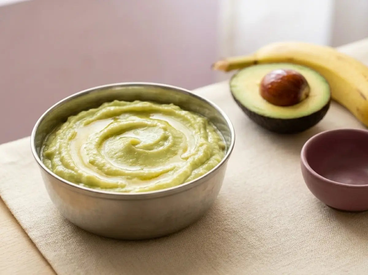 Avocado & banana soft mash — two-minute good fats for a fast-growing brain (6–12 months)