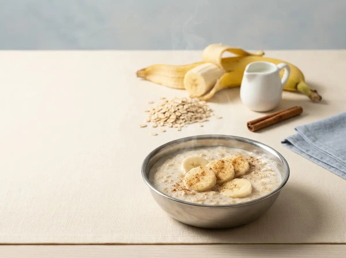 Banana & oats warm milk porridge — a soothing, settling bedtime dinner (1–2 years)