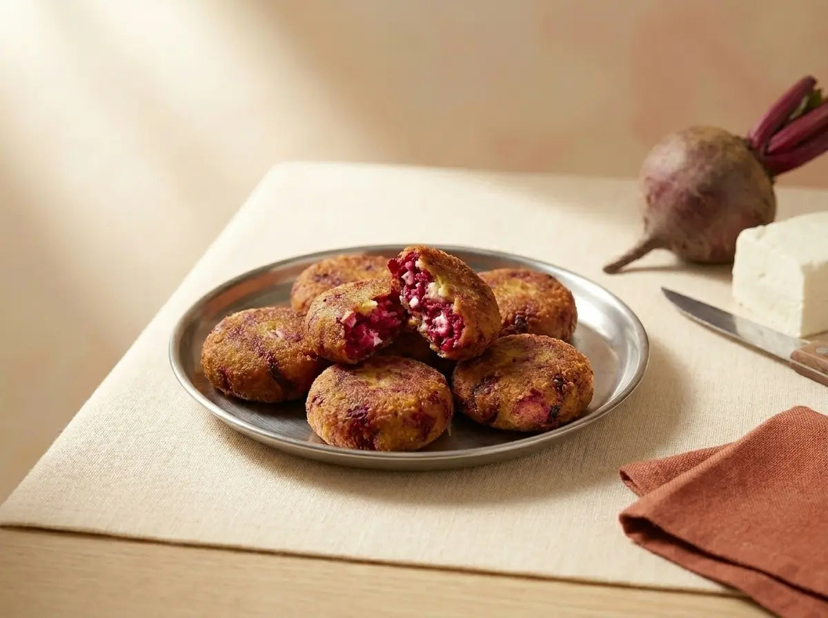 Beetroot & paneer mini cutlets with mint dip — iron and protein the colour of fun (2–5 years)