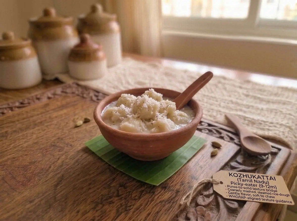 Kozhukattai — soft Tamil steamed sweet dumplings for the puree-refusing baby (9–12 months)