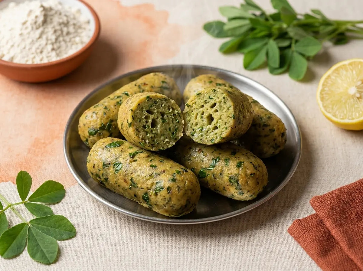Methi & jowar soft muthia — a leafy-green iron dinner kids hold and love (2–5 years)
