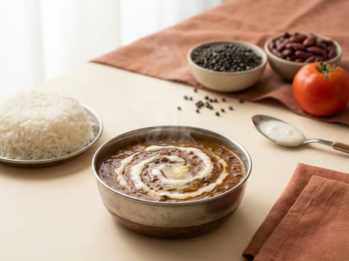 Mild dal makhani with soft rice — a creamy 'grown-up' dinner that wins over the picky eater (2–5 years)