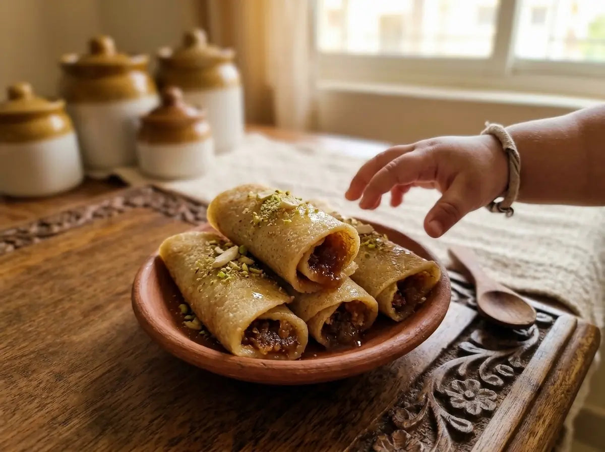 Patishapta — the Bengali coconut-jaggery crepe that packs a meal for the small eater (2–5 years)