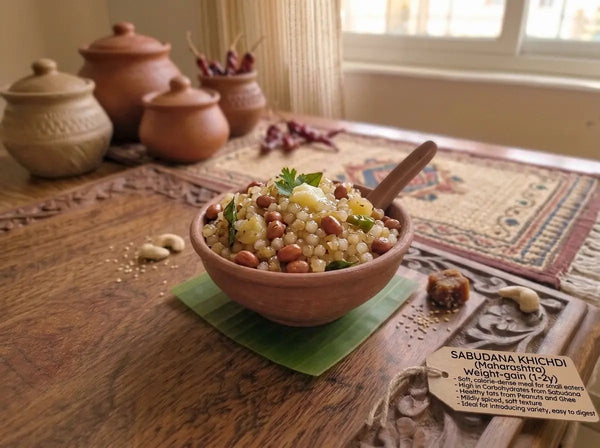 Sabudana khichdi with peanuts — Maharashtra's soft calorie-dense bowl for the small eater (1–2 years)