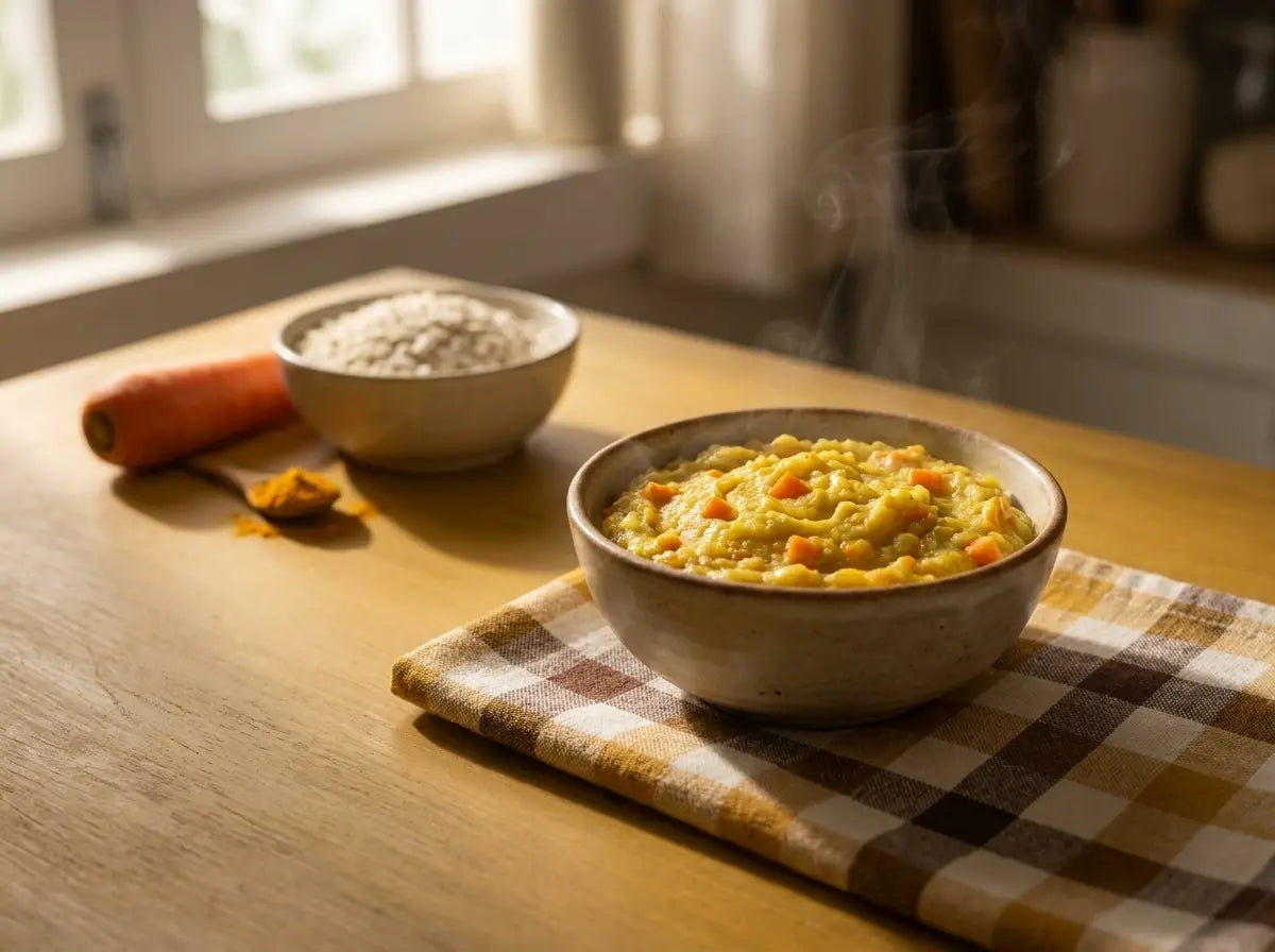 Soft poha & vegetable mash — an easy iron snack for the baby who tires of khichdi (8–12 months)