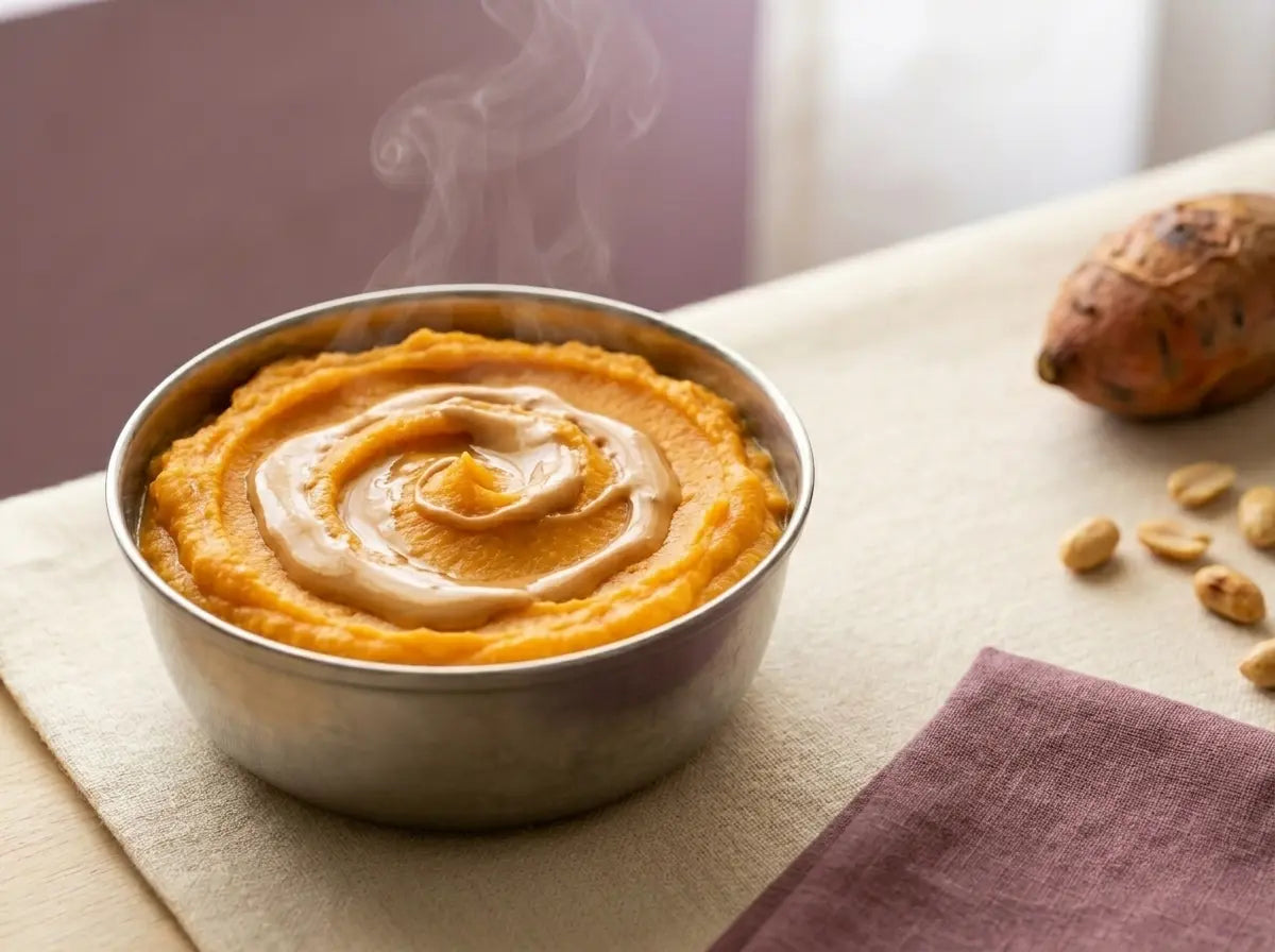 Sweet potato & peanut soft mash — creamy good fats for a growing brain (1–2 years)