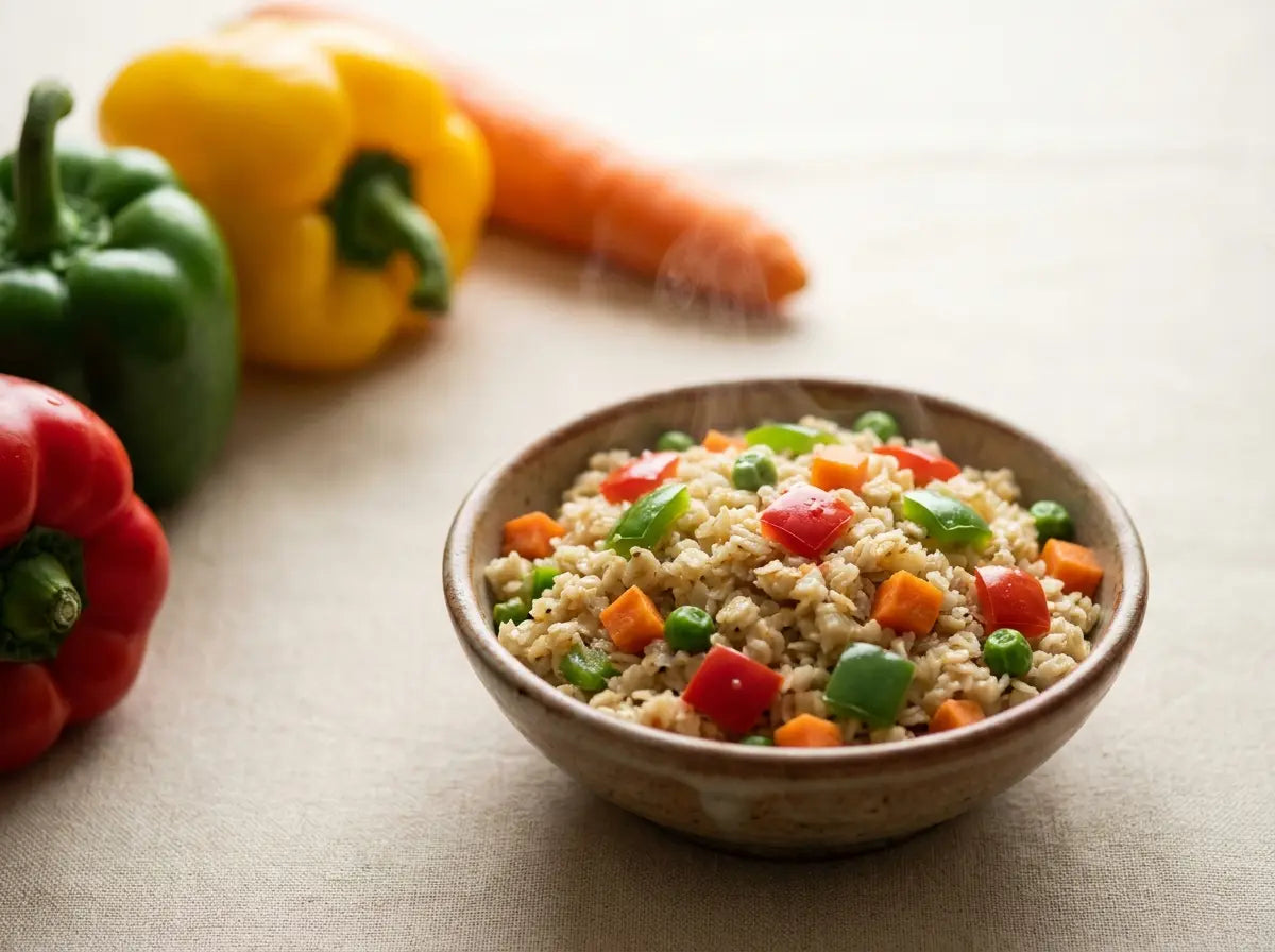 Vegetable masala oats — a warm, colourful savoury breakfast for immunity (1–2 years)