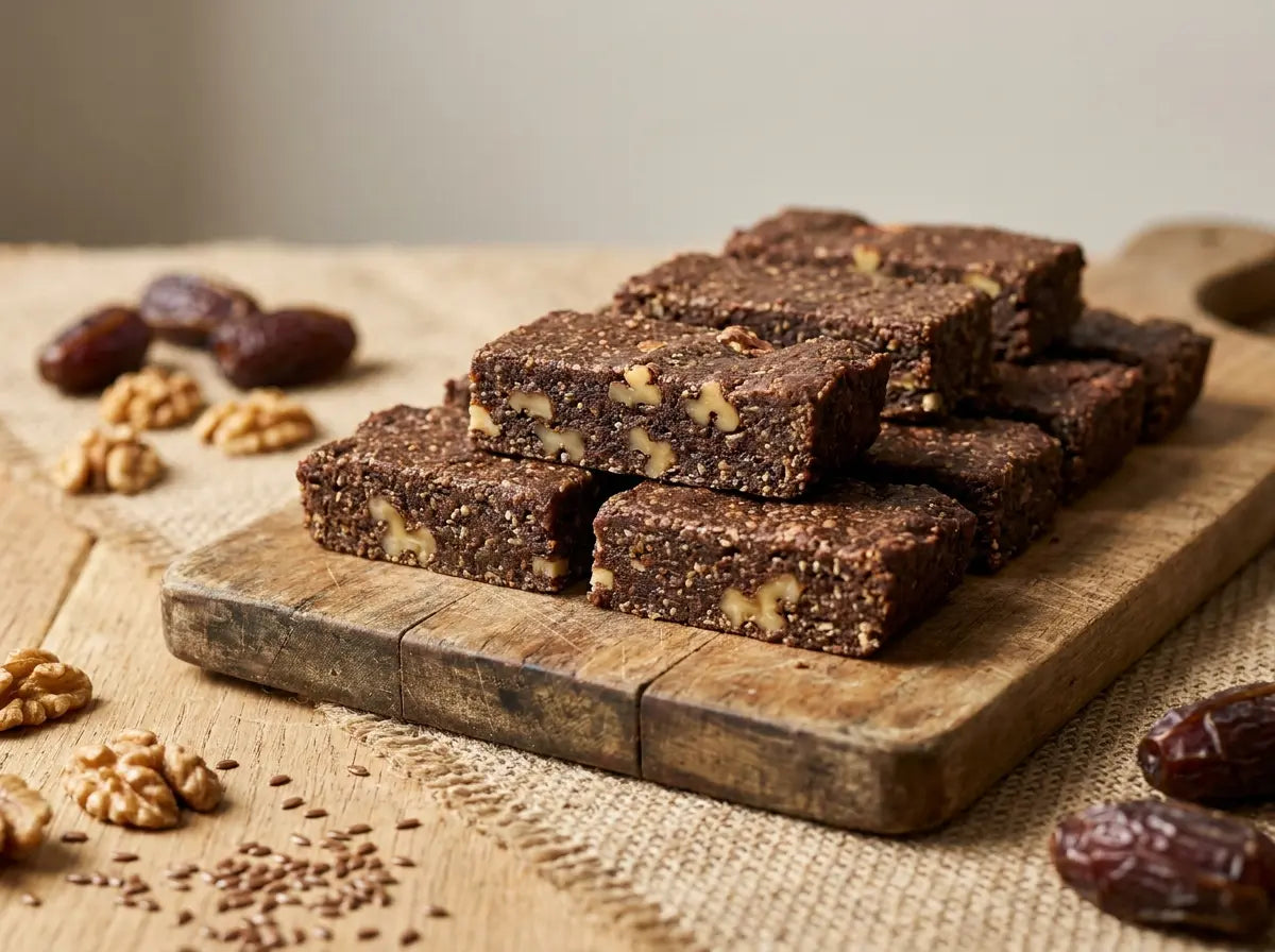 Walnut-flax soft bars — chewy no-bake bars stacked with the brain's favourite fats (2–5 years)