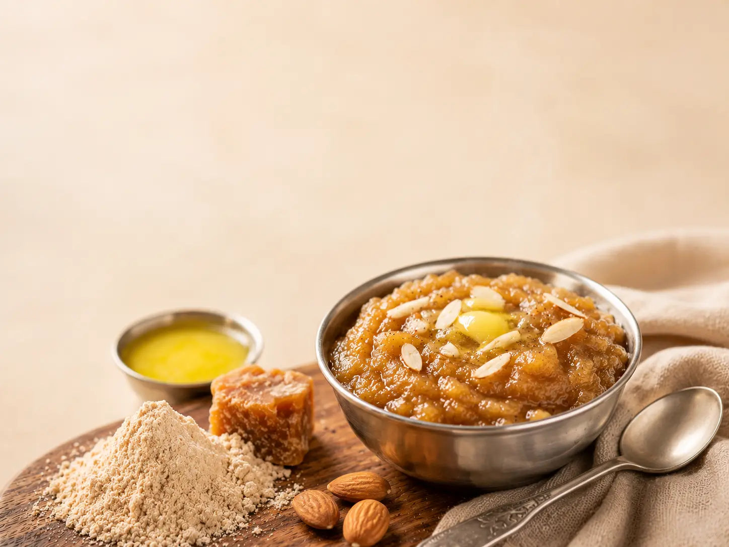 Atta & jaggery sheera in ghee — grandmother's halwa for healthy weight gain (2–5 years)