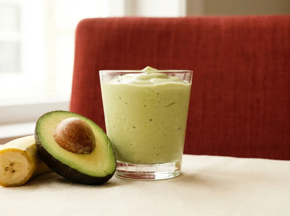 Avocado-banana milkshake — ultra-creamy healthy-fat calories (2–5 years)
