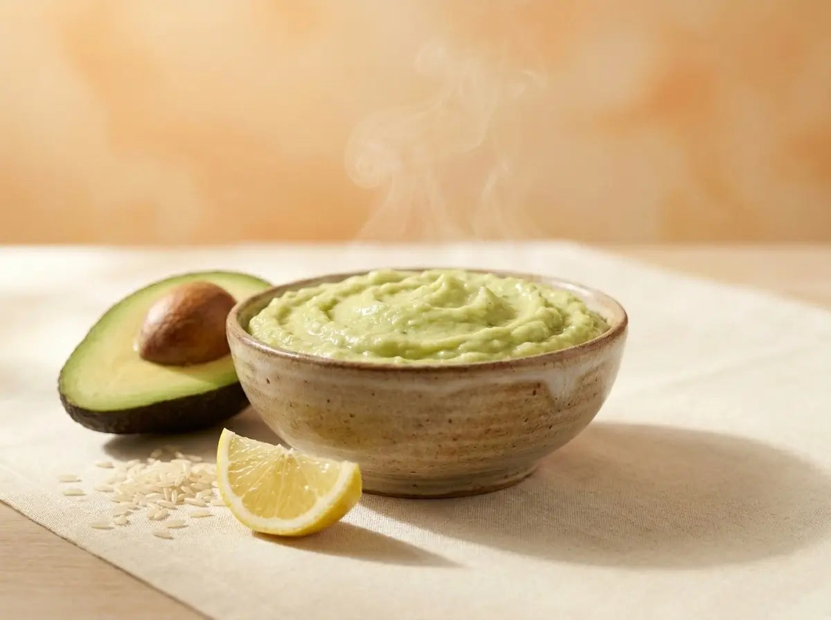 Avocado & soft rice mash — a buttery, calorie-rich lunch for healthy weight gain (1–2 years)