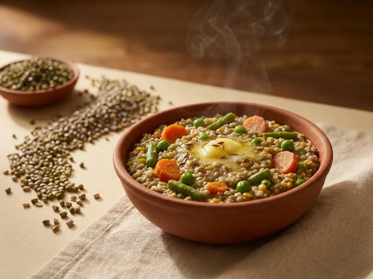 Bajra-vegetable khichdi — a warming pearl-millet one-pot rich in iron (2–5 years)