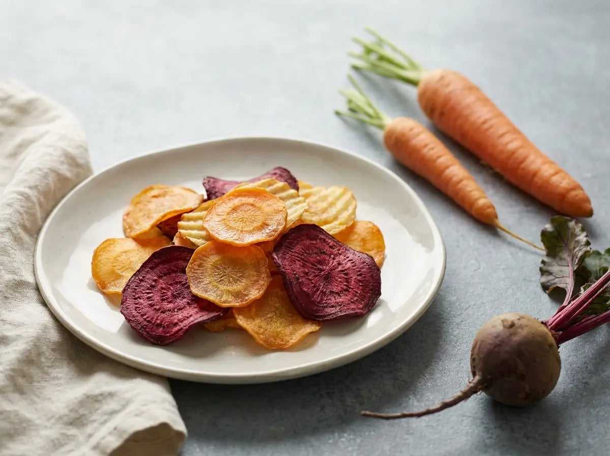 Baked carrot & beet crisps — rainbow chips that beat the packet and load up on vitamin A (2–5 years)