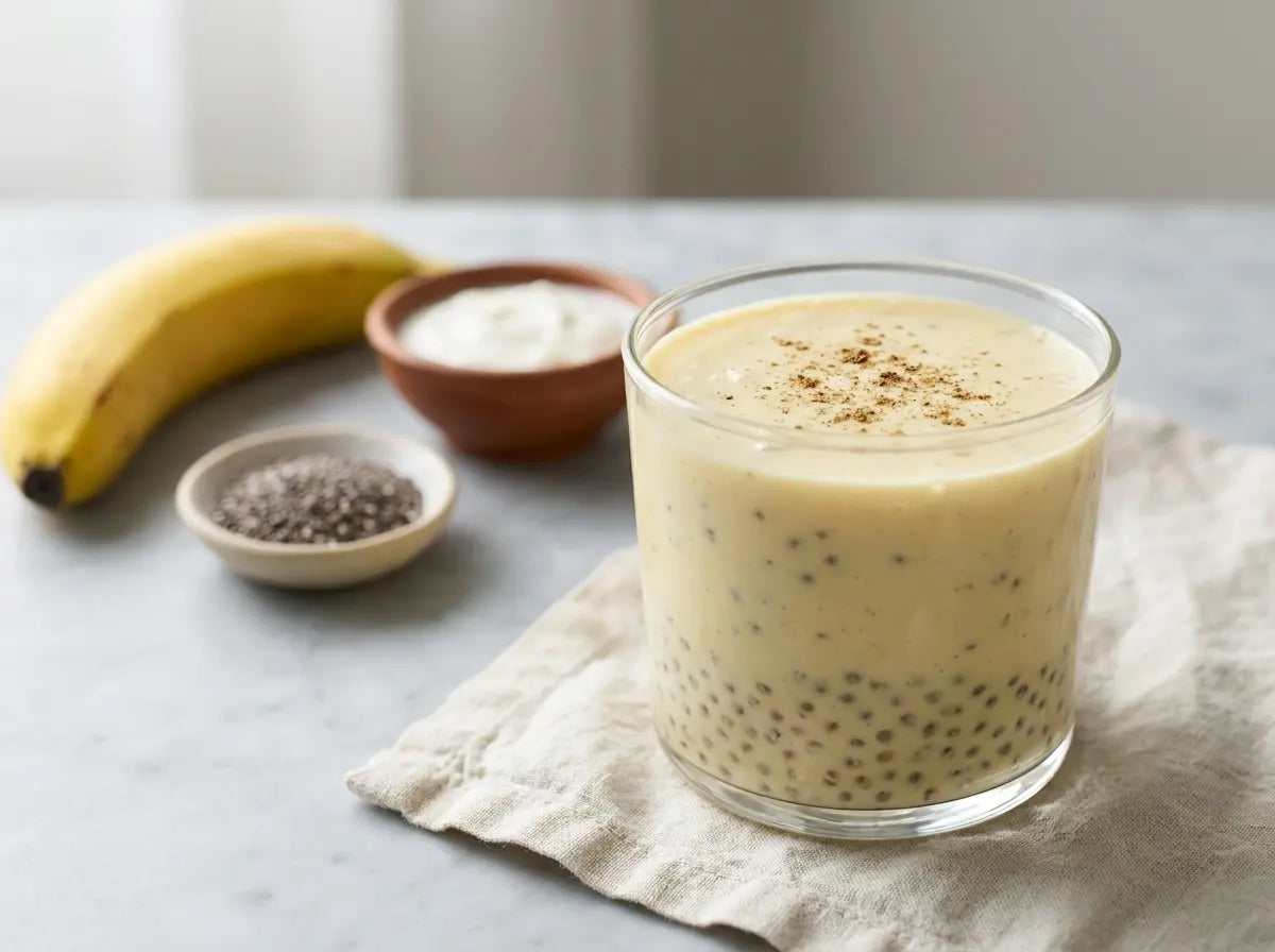 Banana-chia lassi — a creamy curd cup that drinks like dessert and builds bones (2–5 years)