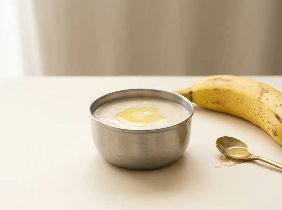 Banana-ghee mash drink — a gentle first calorie boost (6–12 months)