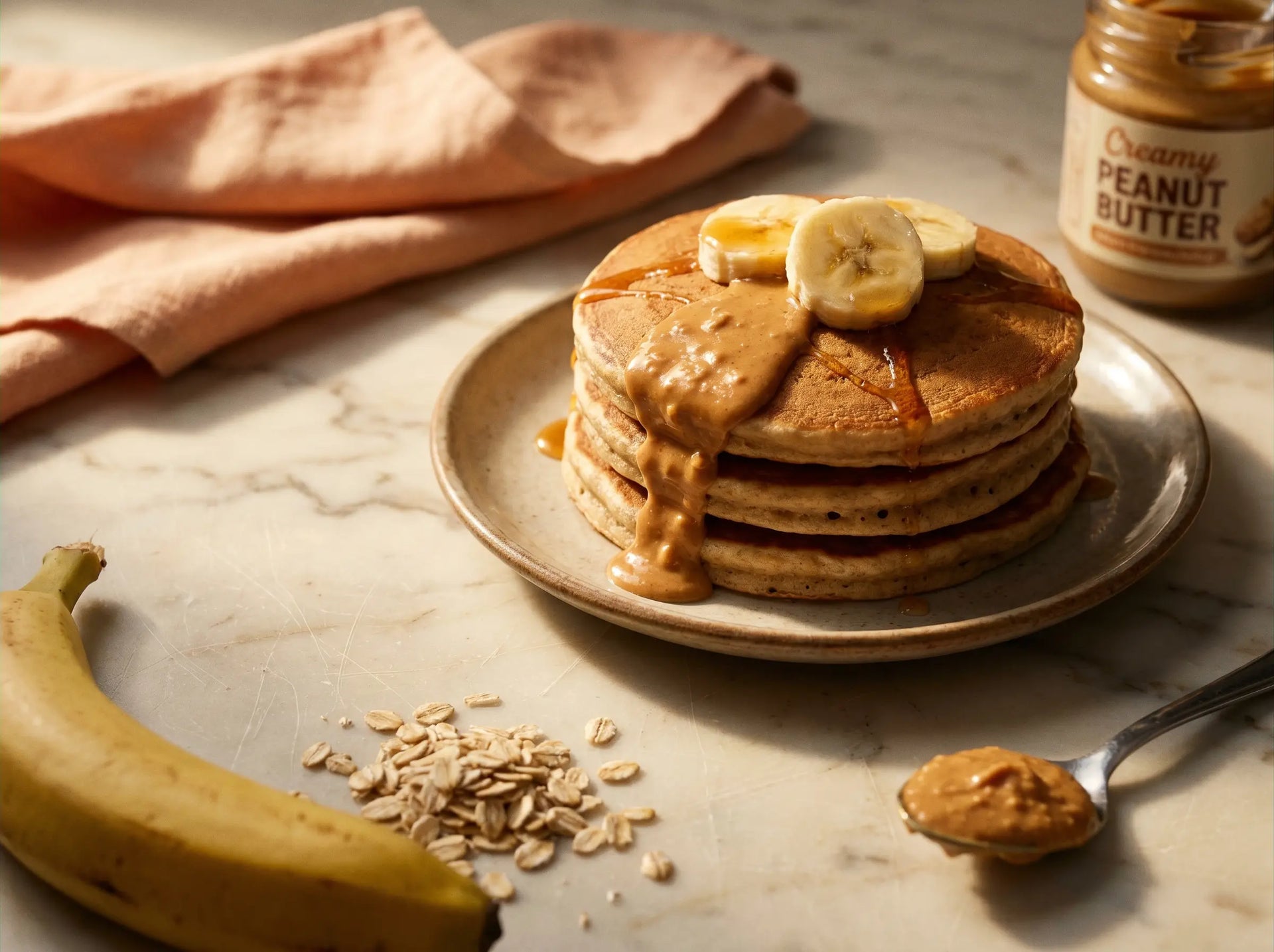 Banana, peanut butter & oats pancakes — calorie-rich and kid-loved for healthy weight gain (2–5 years)