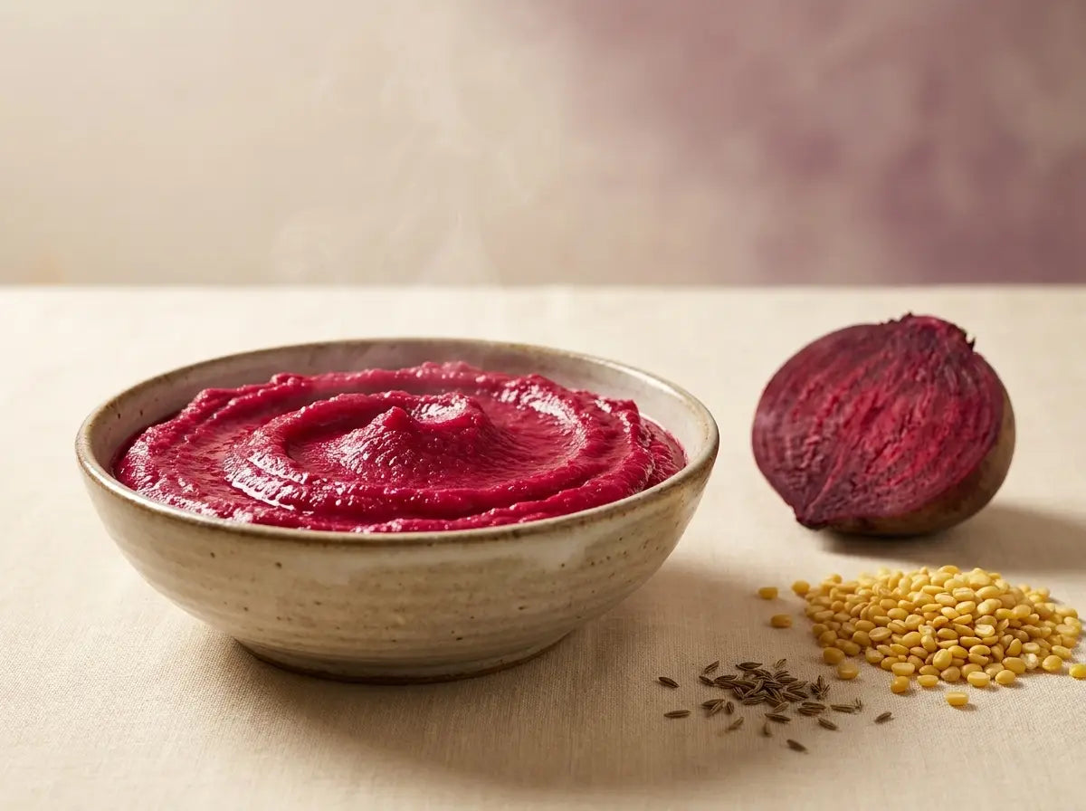 Beetroot & moong soft mash — a folate-rich pink bowl for a growing brain (8–12 months)