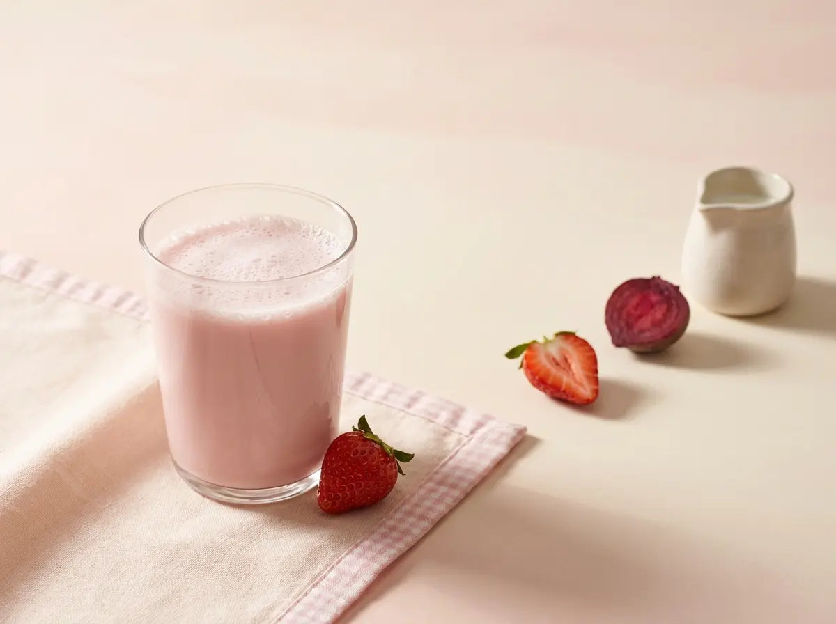 Real pink milk — beetroot and strawberry turn 'flavoured milk' into something you'd actually pour (2–5 years)