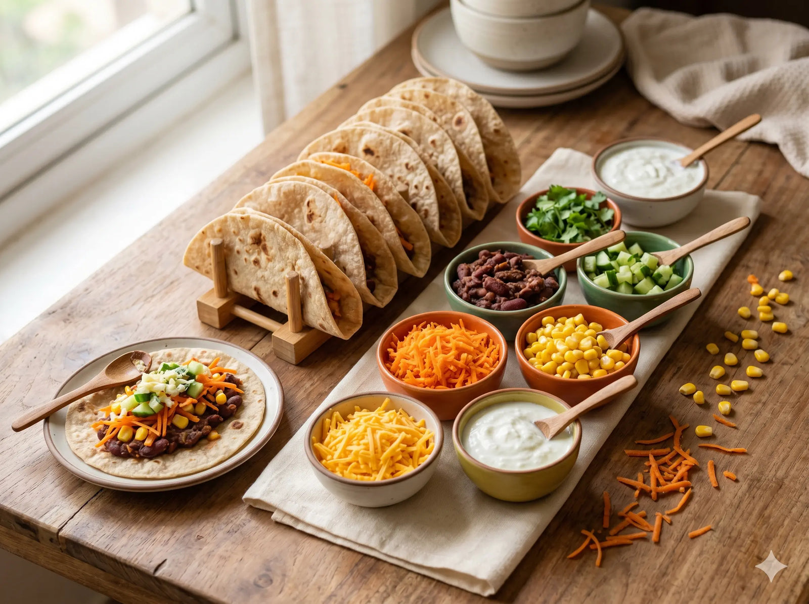 Build-your-own roti tacos — hand the picky eater the control, watch them try (2–5 years)