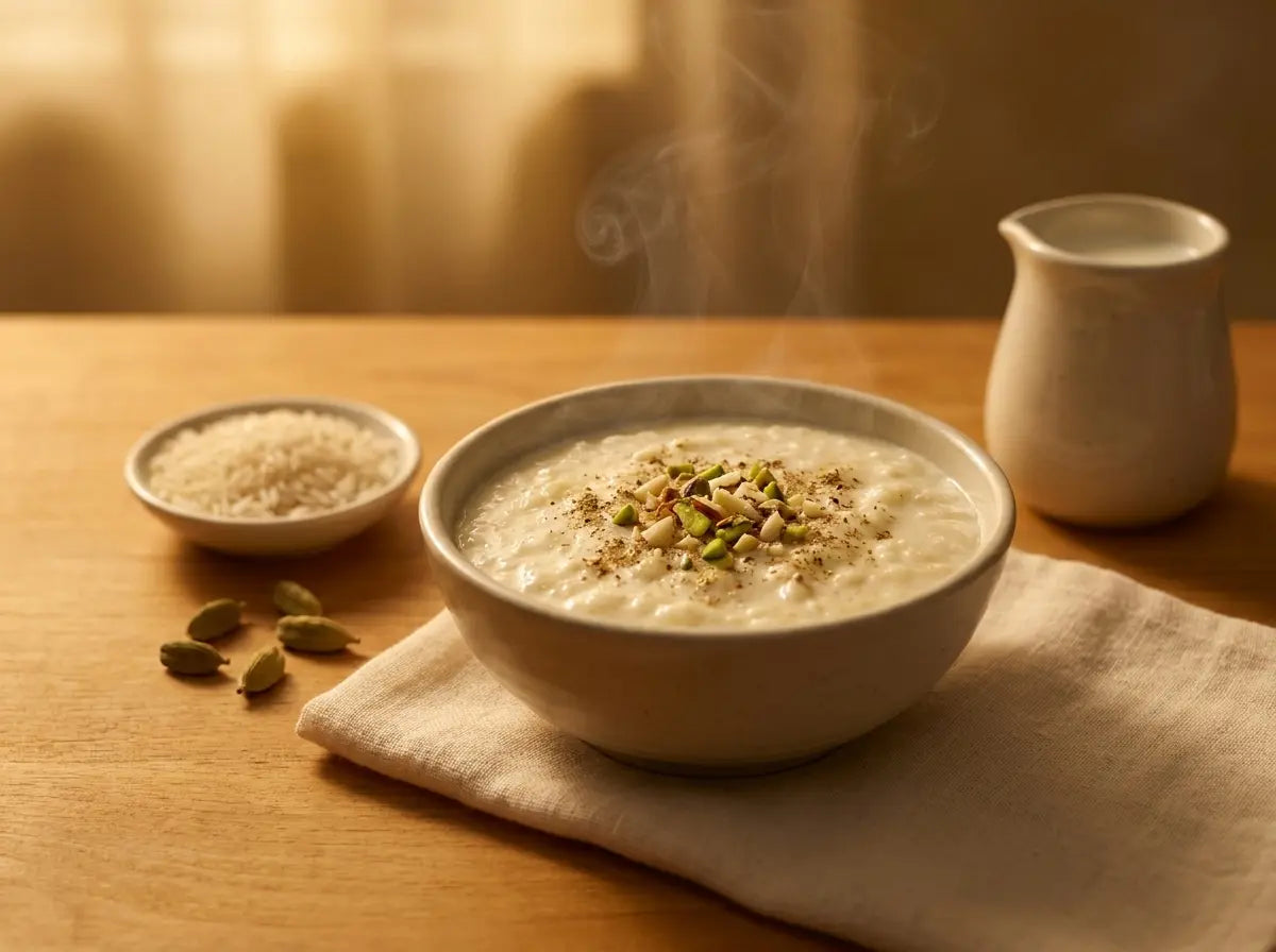 Slow cardamom rice kheer — the warm bedtime bowl that has soothed children for generations (2–5 years)