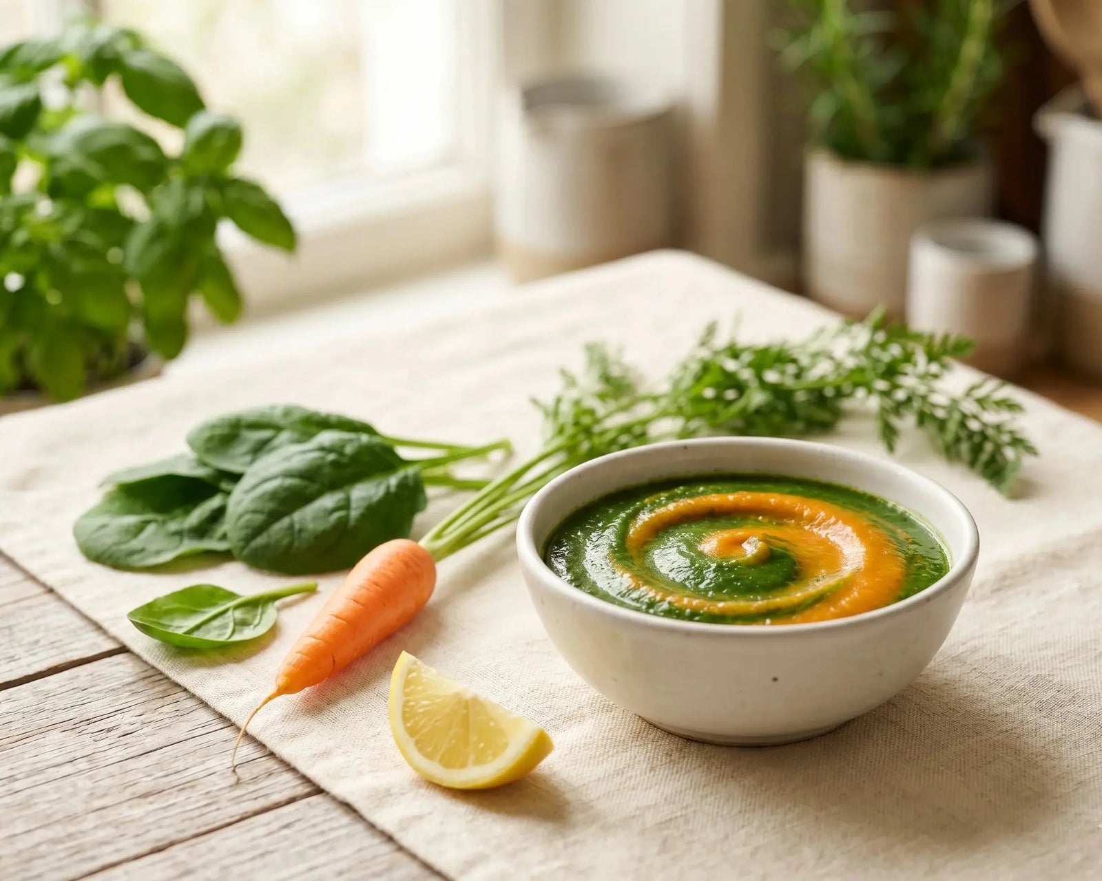 Spinach & carrot puree — an iron-and-vitamin-rich puree for 8–12 month babies