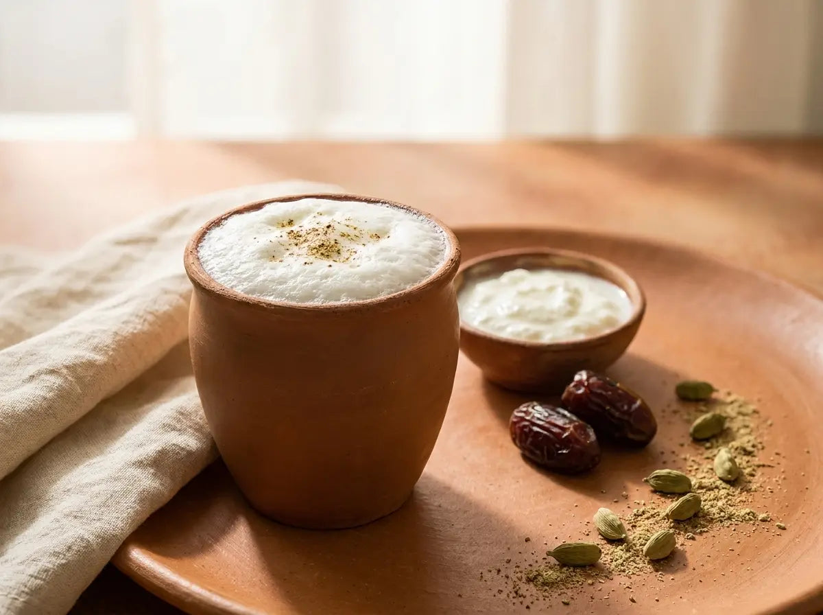 Date-sweet lassi — a cooling curd cup that builds bones with no added sugar (2–5 years)