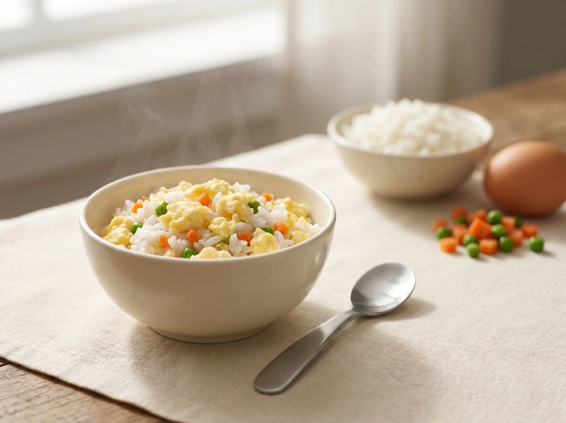 Egg & vegetable soft rice — a choline-rich lunch for a growing brain (1–2 years)