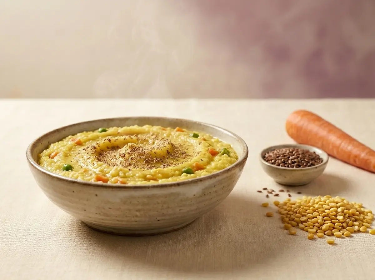 Flaxseed & vegetable soft khichdi — gentle omega-3s for a growing brain (1–2 years)
