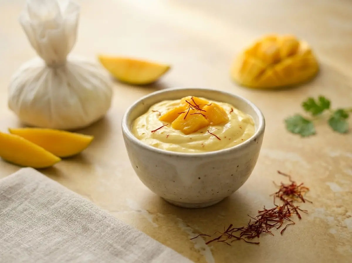 Fruit shrikhand cups — a creamy hung-curd dessert that builds bones like a treat (2–5 years)