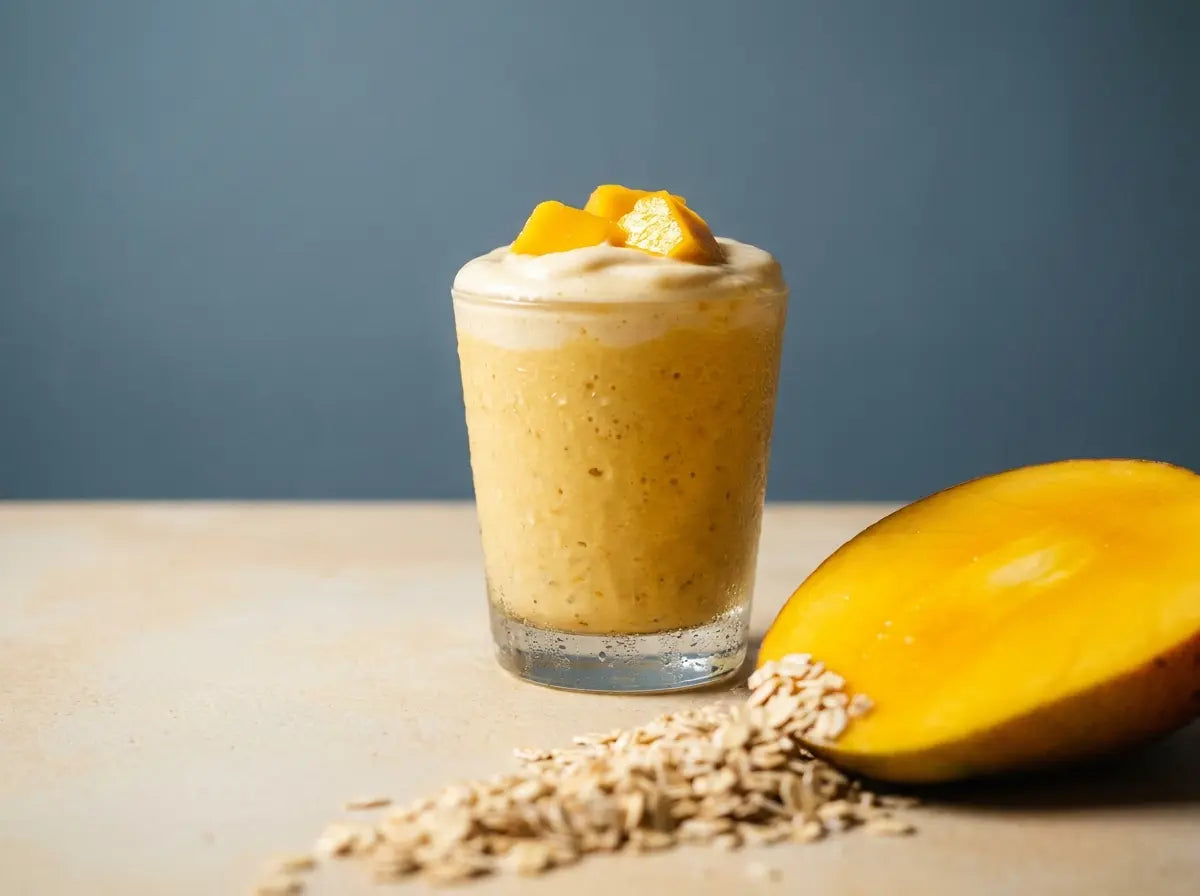 Mango-oats milkshake — part fruit, part breakfast, all calories (1–2 years)