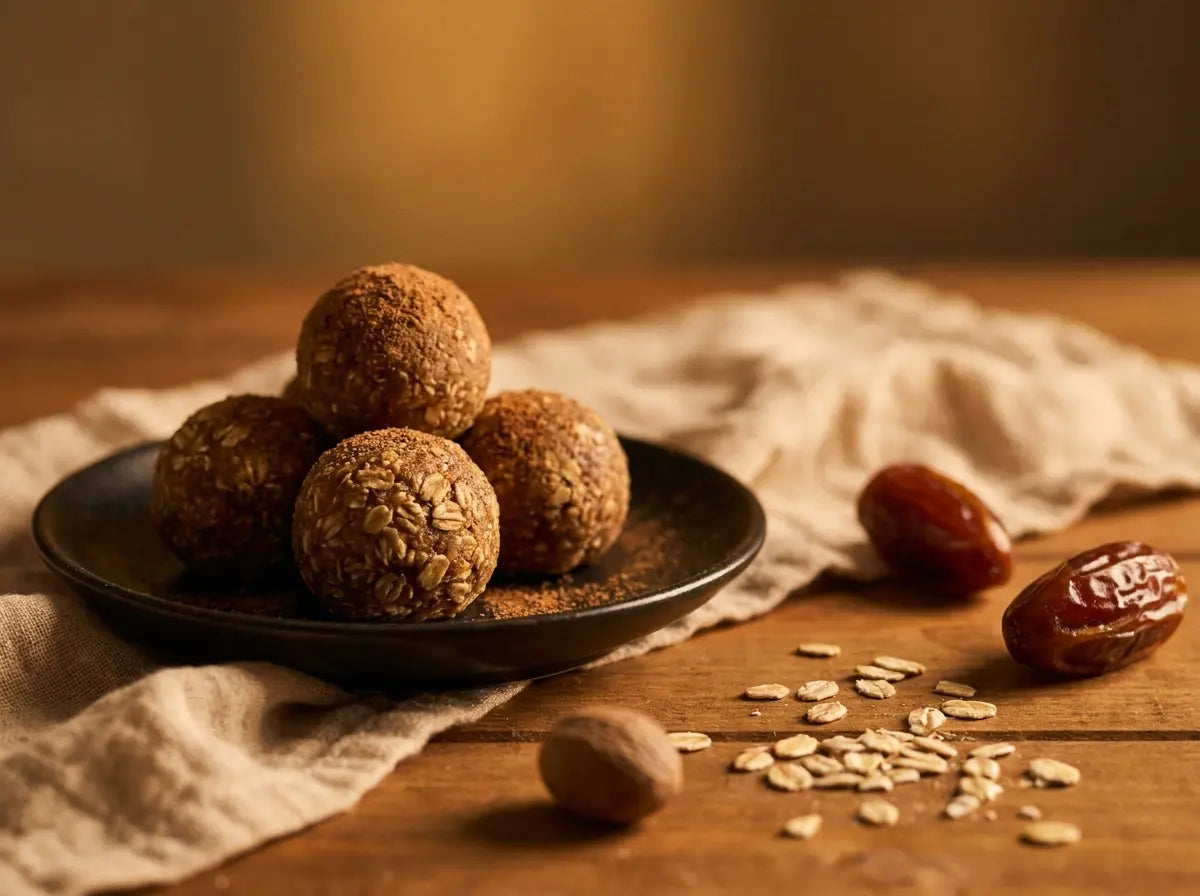 Nutmeg-date oat bites — soft no-bake bedtime bites that help a busy toddler wind down (2–5 years)