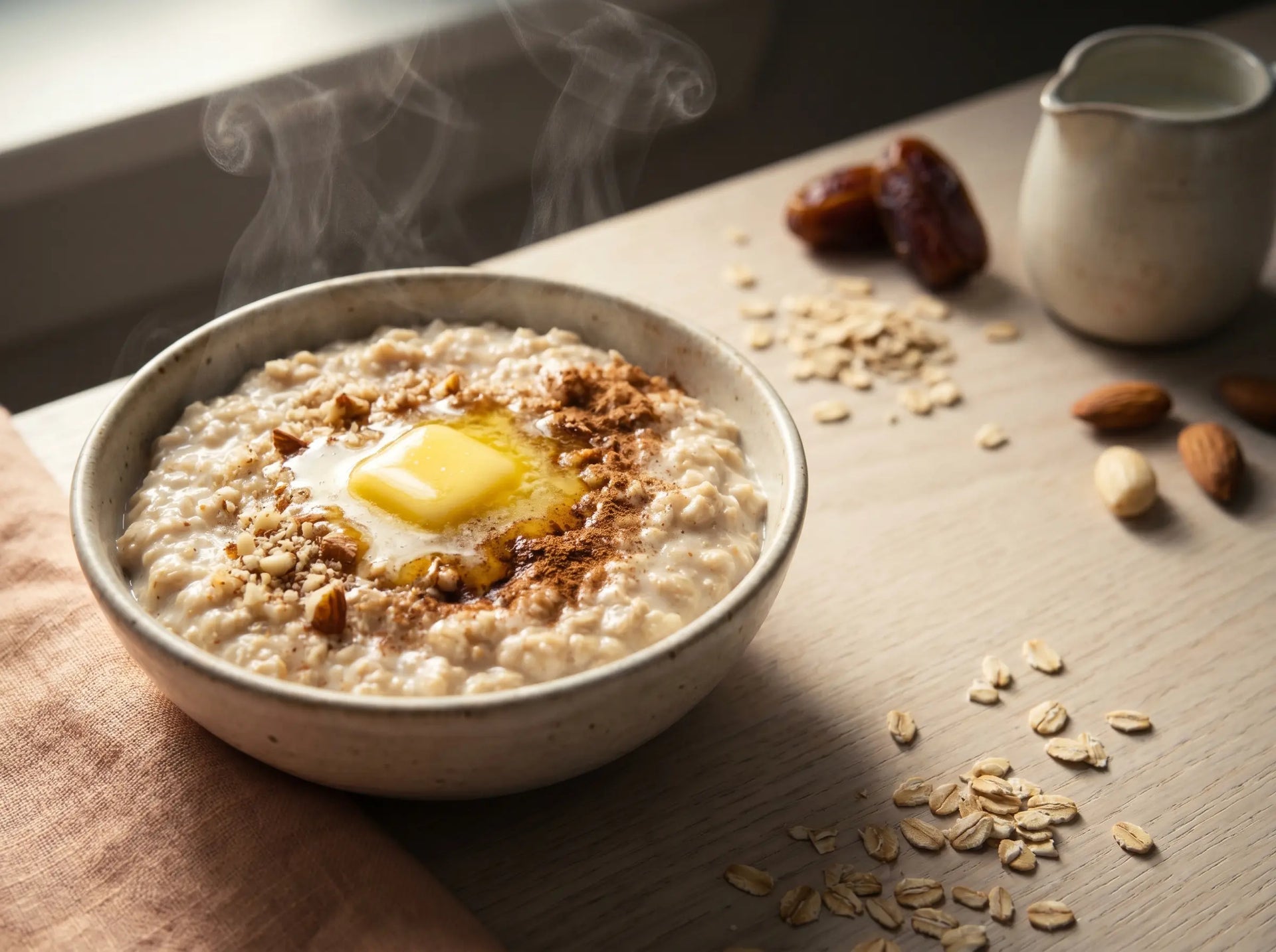 Oats, date & milk porridge with ghee — a warm weight-gain breakfast (1–2 years)