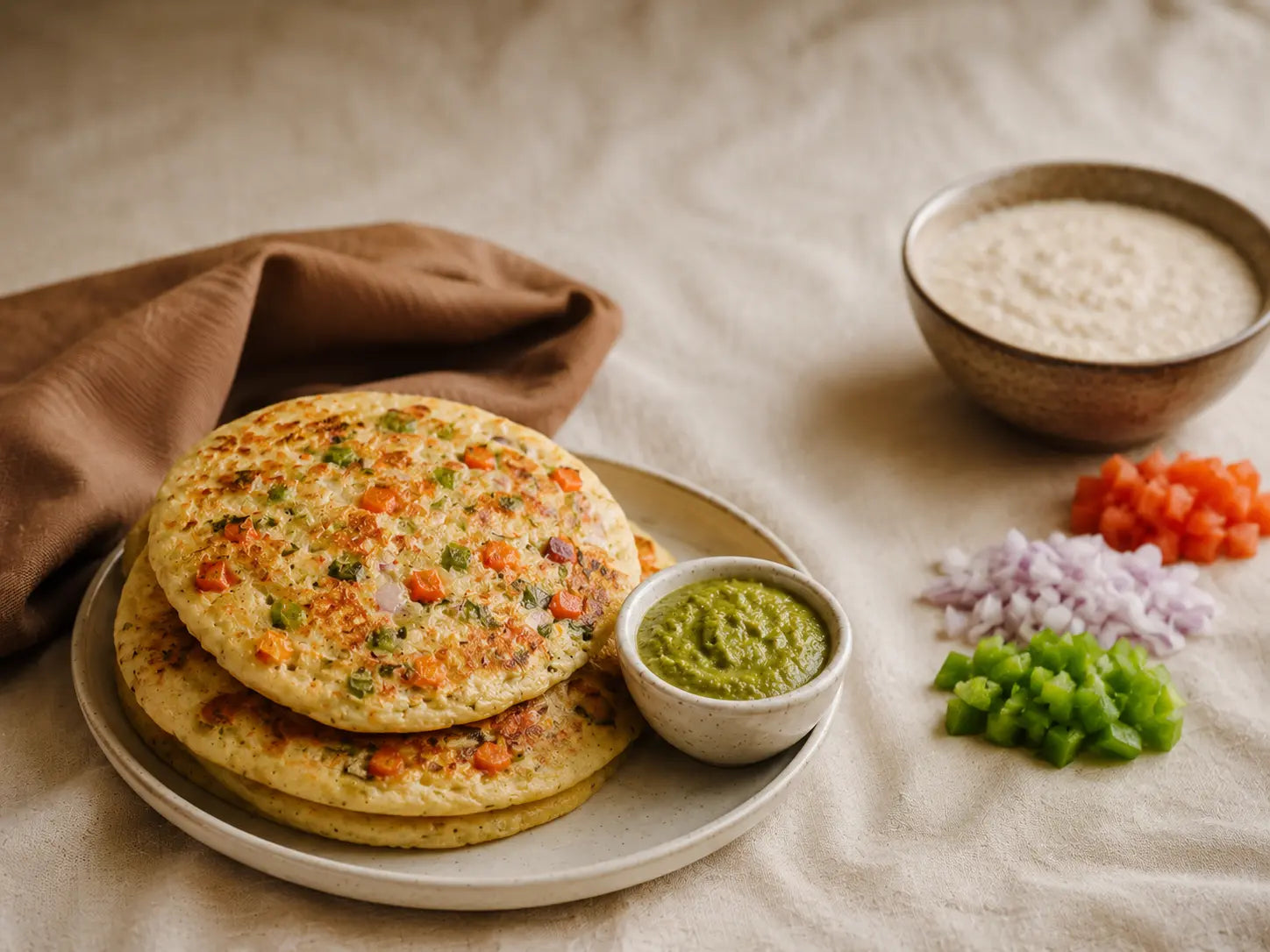 Oats & vegetable mini uttapam — colourful little pancakes picky eaters reach for (2–5 years)