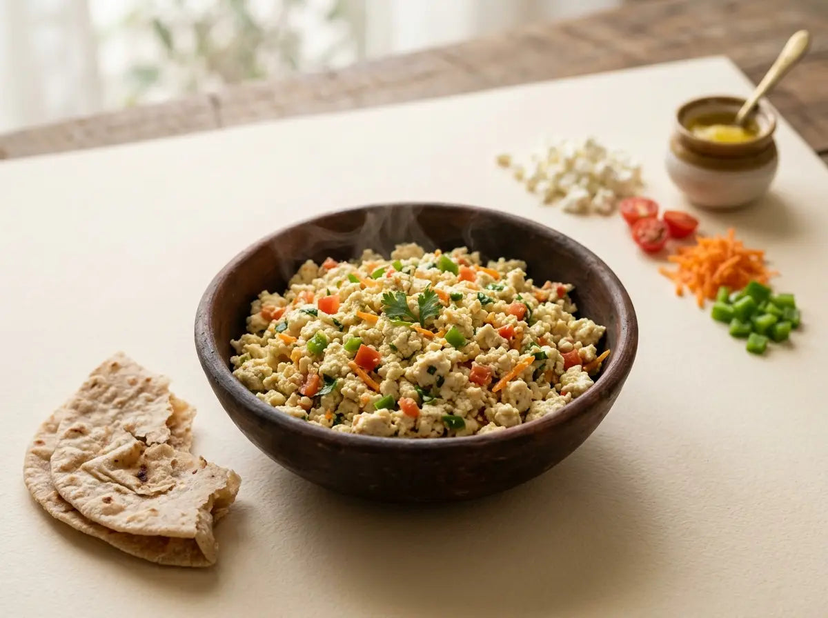 Paneer bhurji with hidden veg — a soft savoury scramble for a wary toddler (1–2 years)