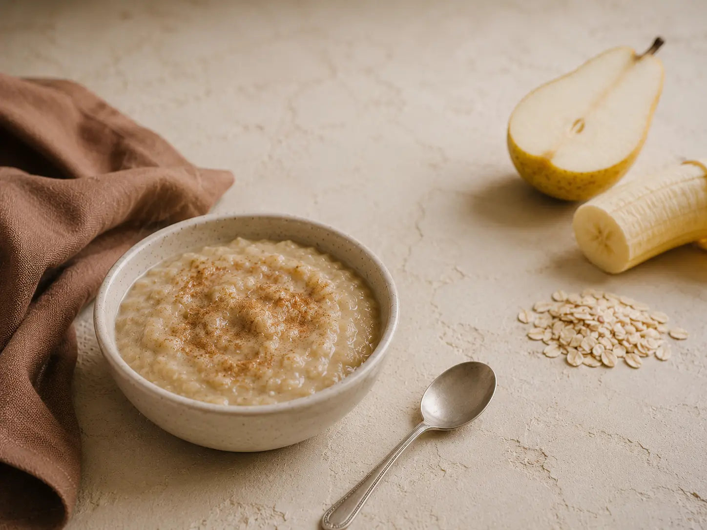 Pear, banana & oat mash — a gentle new flavour to build an adventurous eater (6–12 months)