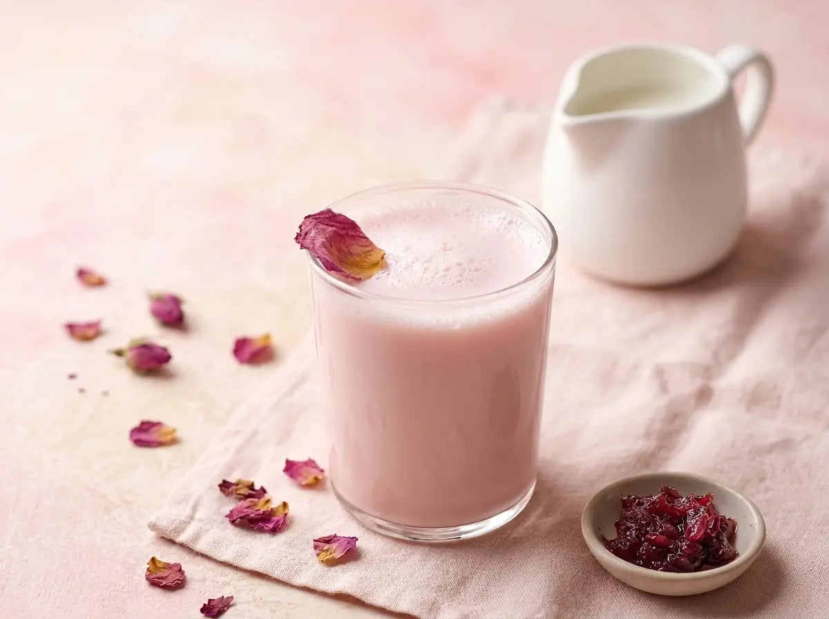 Real rose milk — a naturally pink, fragrant cup that wins the flavoured-milk-only child (2–5 years)