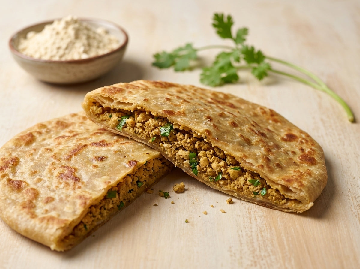 Sattu-stuffed paratha — an iron- and protein-rich savoury breakfast (2–5 years)