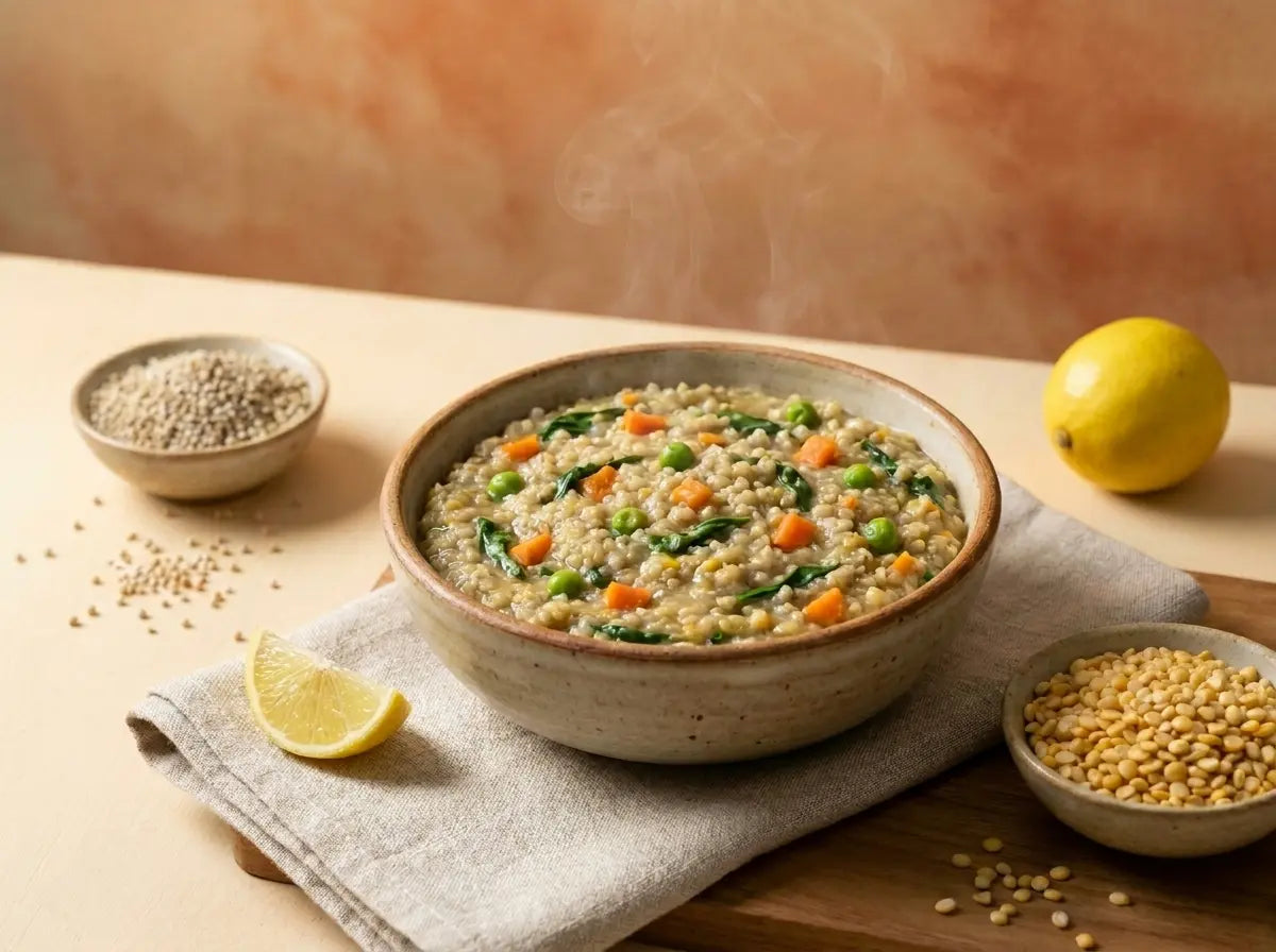 Soya & vegetable soft khichdi — an iron-and-protein lunch for steady energy (1–2 years)