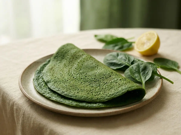 Spinach & moong cheela — a green, iron-rich savoury breakfast (1–2 years)