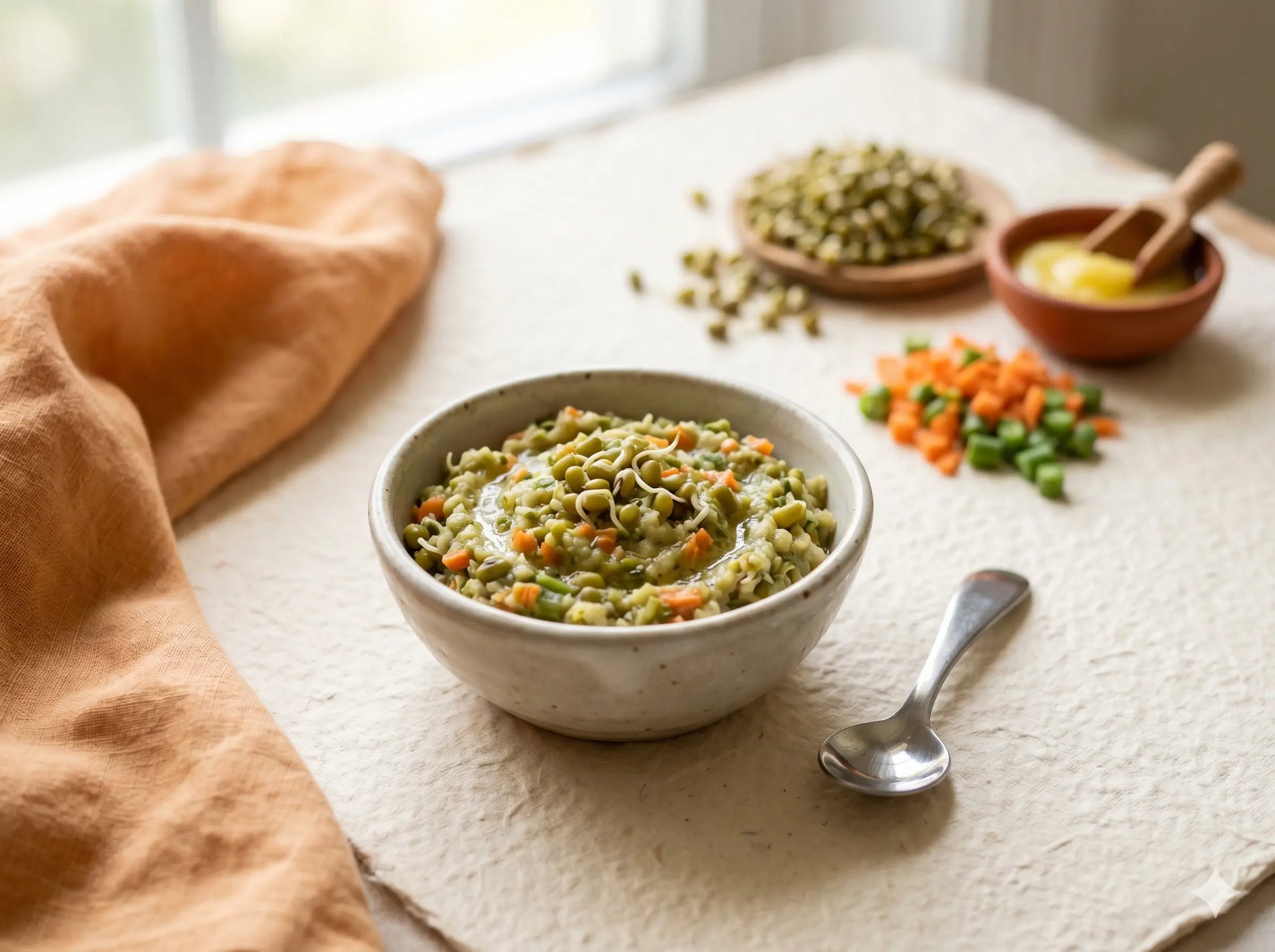Sprouted moong & vegetable mash — easy-absorb iron and protein for first eaters (6–12 months)