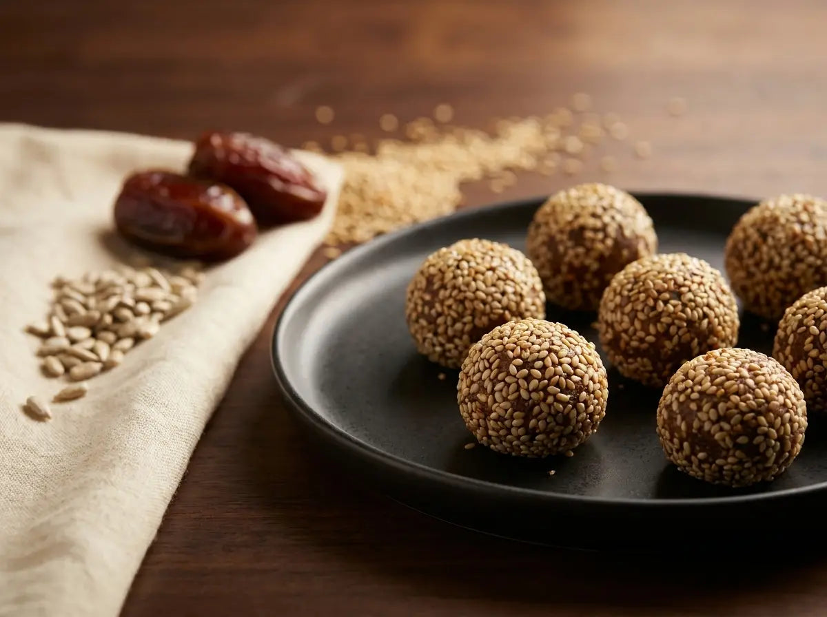 Sunflower-seed date bites — soft no-bake bites loaded with the brain's vitamin E (2–5 years)