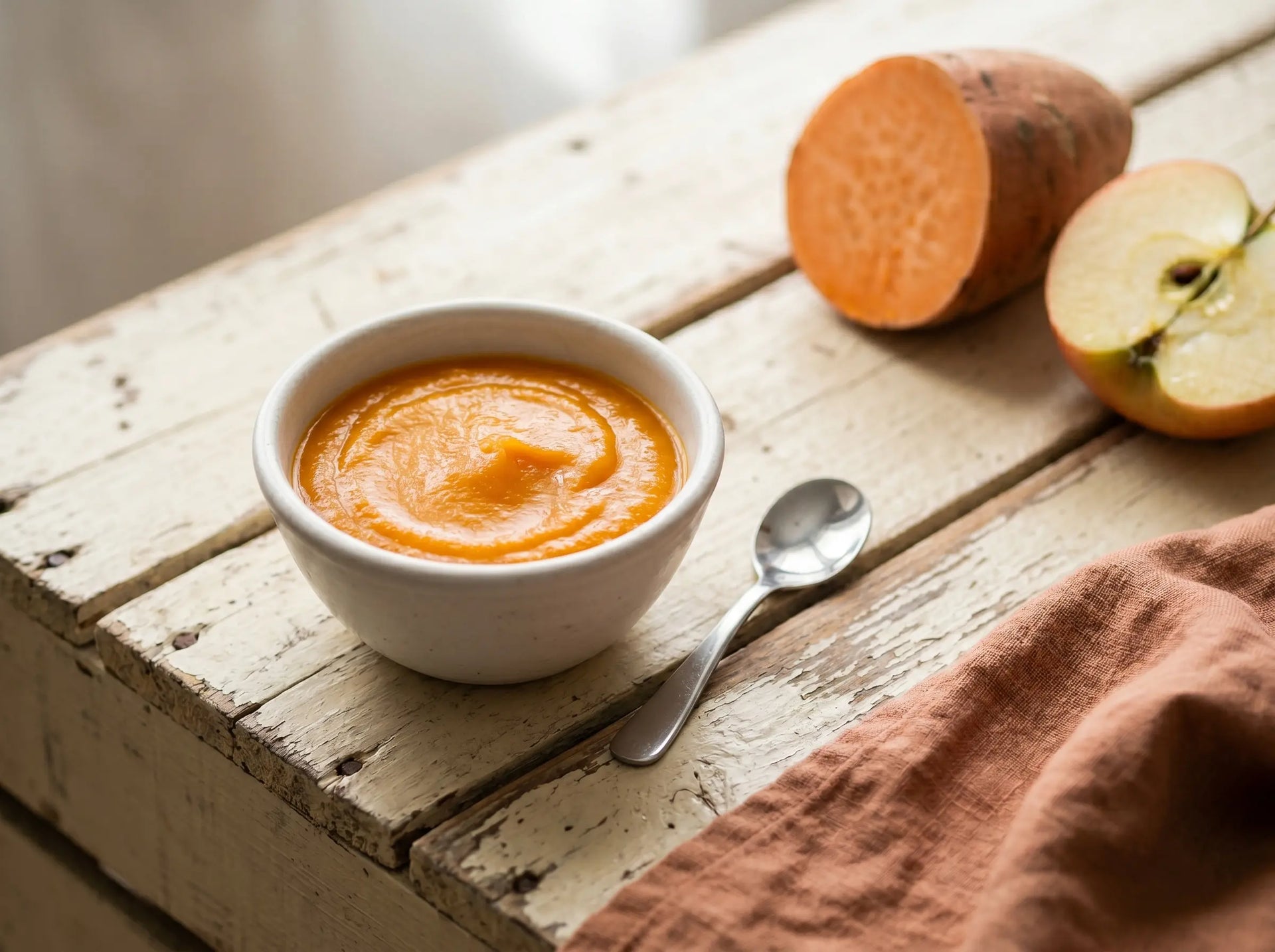 Sweet potato & apple puree — a naturally sweet first food fussy babies accept (6–12 months)