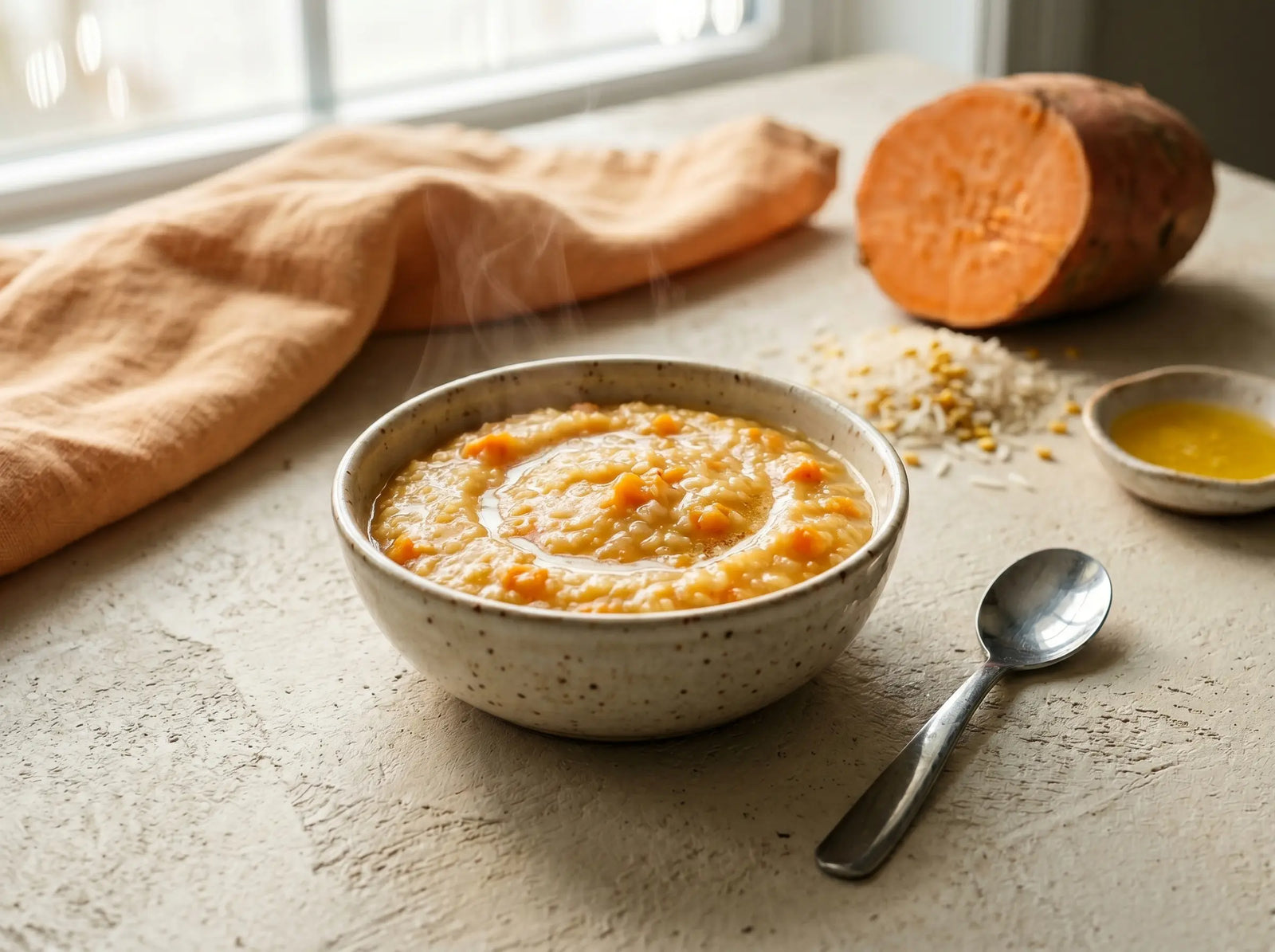 Sweet potato khichdi — a naturally sweet, calorie-rich lunch for healthy weight gain (6–12 months)