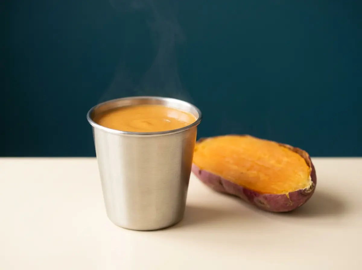 Sweet potato-milk drink — a naturally sweet calorie feed (6–12 months)