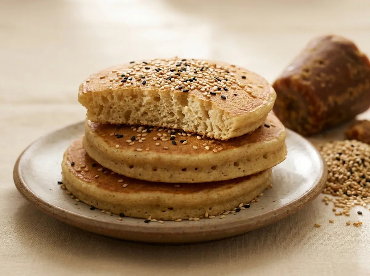 Til & jaggery soft pancakes — a sweet, calcium-rich sesame breakfast (1–2 years)