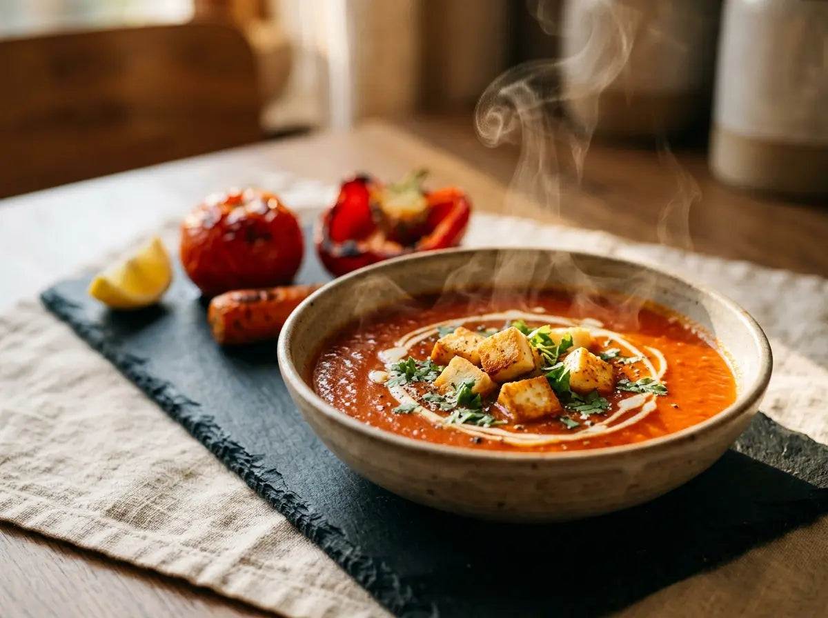 Sunset shorba with paneer croutons — a vitamin-C-loaded soup that beats the sniffle season (2–5 years)