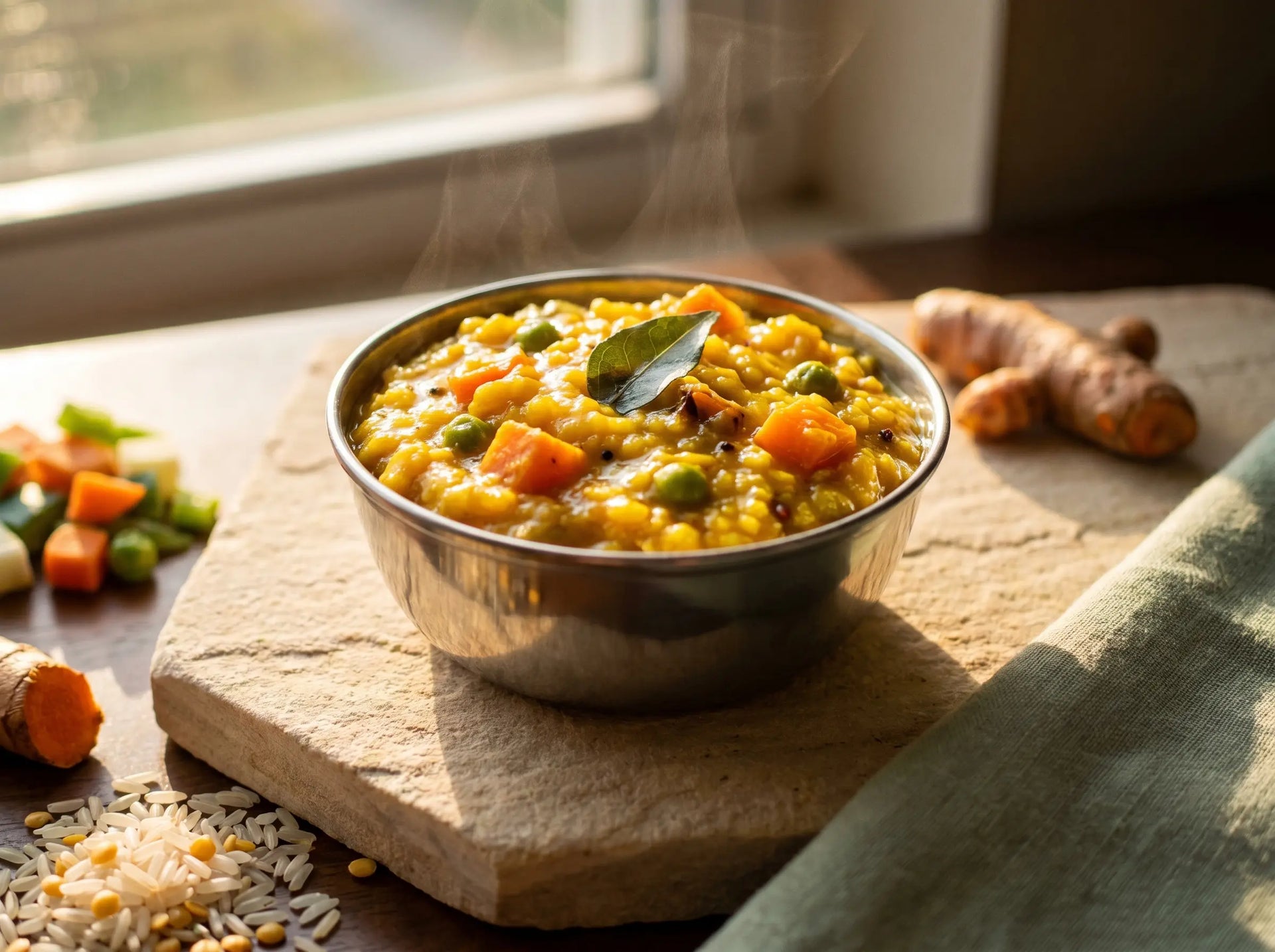 Turmeric & vegetable khichdi — a warm everyday bowl for steady immunity (1–2 years)