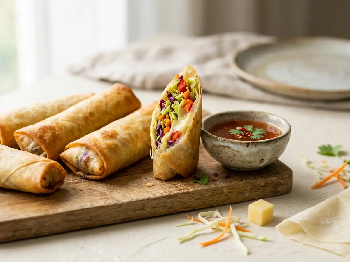 Veg & cheese baked spring rolls — a crispy roll a picky eater loves to bite (2–5 years)