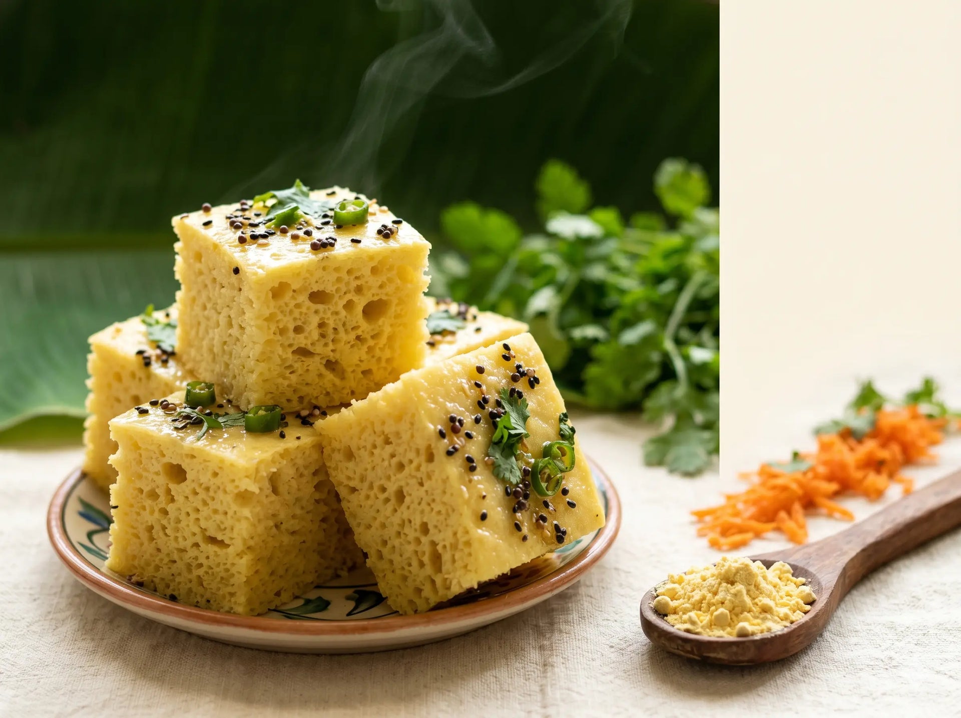 Veg dhokla soft squares — the soft, spongy protein for dal-refusers (1–2 years)